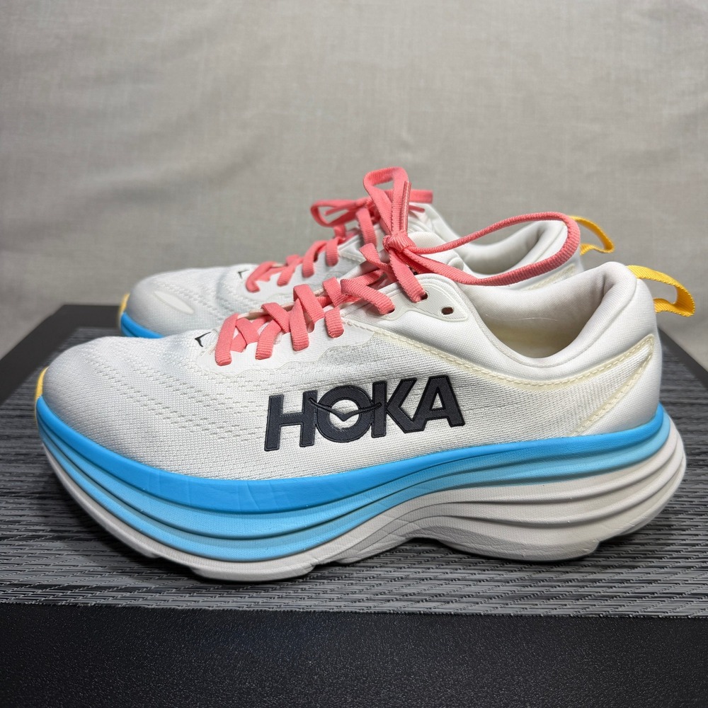 Hoka Bondi 8 Running Shoes - Womens 7.5 - White Blue 1127952 BSW Running